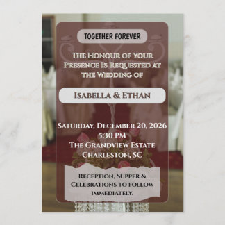 Elegant White Roses Reception Tables Classic Weddi Invitation