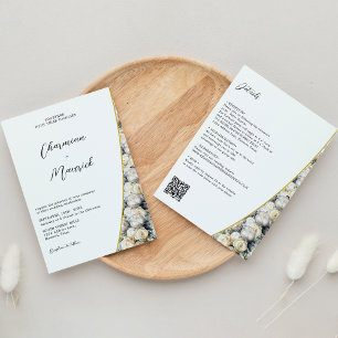 Elegant White Roses Wedding all in one Invitation
