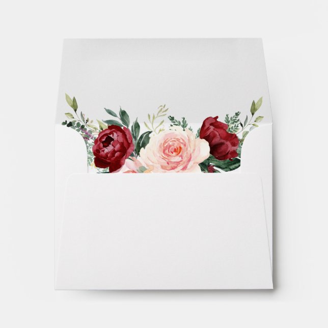 Elegant White Rustic Floral Return Address RSVP Envelope (Back (Bottom))