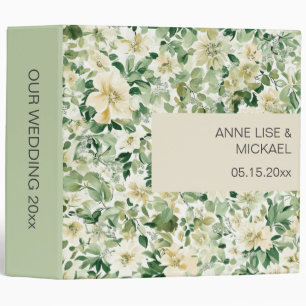 Elegant White Sage Floral Custom Wedding Binder