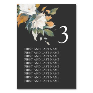 Elegant White Sage Green Floral Wedding Table Number