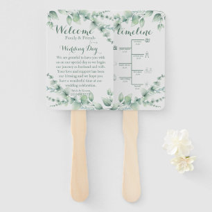 Elegant White & Sage Hand Fan