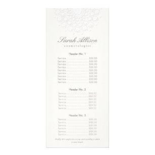 Elegant White Salon and Spa Price List Rack Card