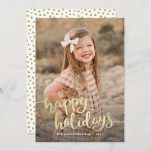 Elegant White Script Calligraphy Happy Holiday Ca