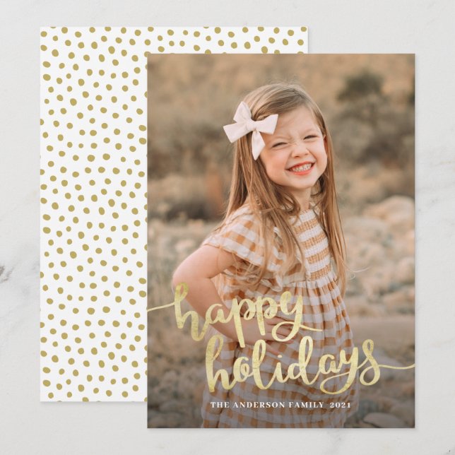 Elegant White Script Calligraphy Happy  Holiday Ca Card (Front/Back)