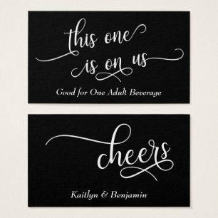 Elegant White Script, Editable Black Drink Tickets