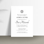 Elegant White Script Modern Simple Bat Mitzvah  Invitation<br><div class="desc">Celebrate Bar Mitzvah with this modern,  elegant invitation,  featuring your custom text. Easily add your own details by clicking on the "personalize" option.</div>