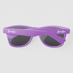 Elegant White Script Personalized Name Sunglasses
