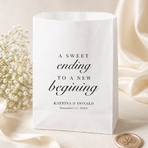 Elegant White Script Sweet Ending Favour Bag
