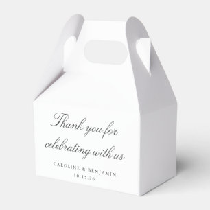 Elegant White Script Wedding Custom Thank You Favor Box