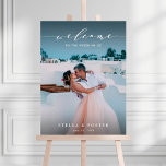 Elegant White Script Wedding Welcome Sign<br><div class="desc">This elegant wedding welcome sign features modern calligraphy with a photo.  For more advanced customization of this design,  please click the Customize Further link to change font,  size,  and colour.</div>