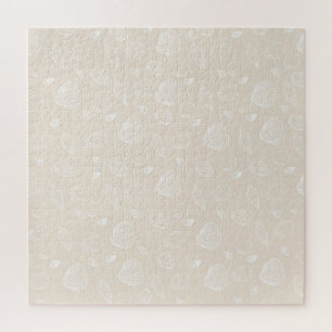 Elegant White Seashells Beige Pattern Jigsaw Puzzle