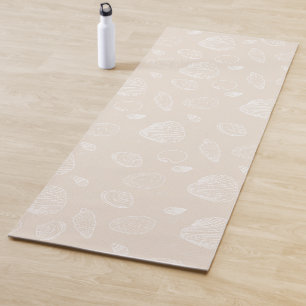 Elegant White Seashells Beige Pattern Yoga Mat