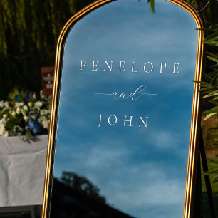 Elegant White Serif Couple Full Names Wedding Window Cling