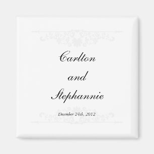 Elegant White/Silver Wedding Magnet Favour