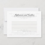 Elegant White/Silver Wedding Writable Advice Card<br><div class="desc">These adorable Writable Advice Cards are perfect addition to any Wedding. Simply hand these cards to your guests, along with fine tip Sharpie pens. Your guests can then write down any advice they have for the new bride and groom. These are printed at a 4.25" x 5.6" size on glossy...</div>