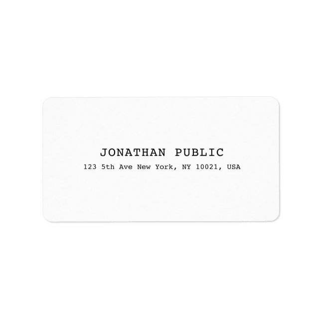 Elegant White Simple Template Classic Look Retro Label (Front)