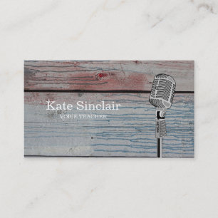 Elegant White Singer Music Voice Teacher Musical B Business Card