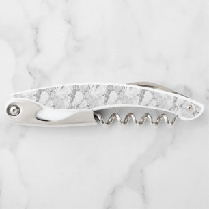 Elegant White Slate Whisper Stream Marble Texture Corkscrew