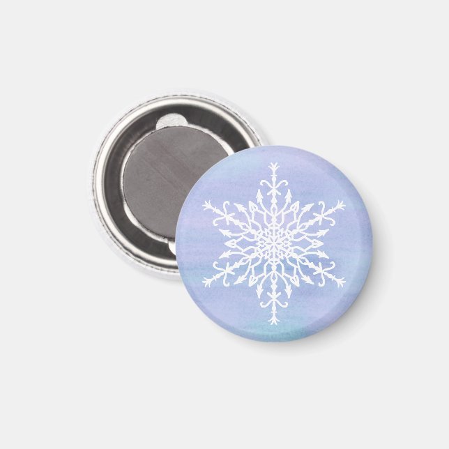 Elegant White Snowflake Christmas Magnet (Front/Back)