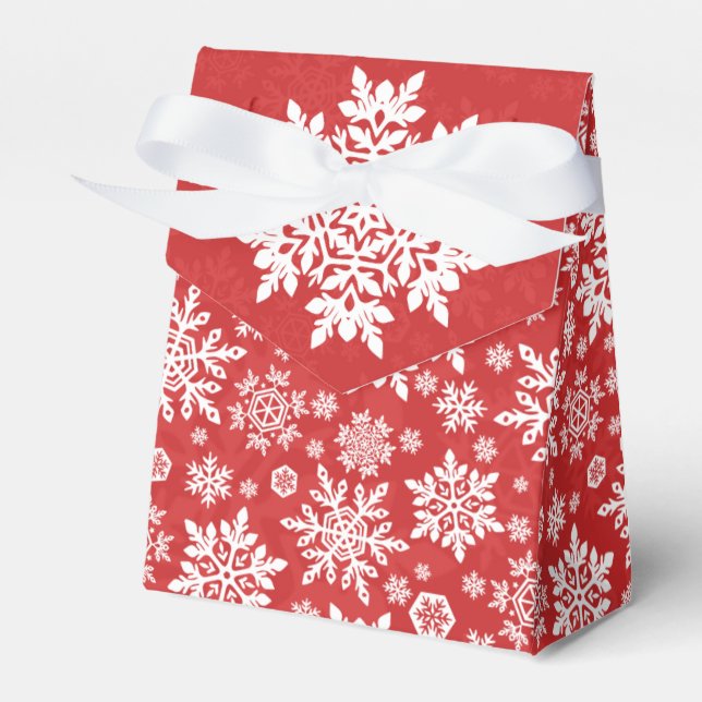 Elegant White Snowflake (Cranberry) Favor Box (Front Side)