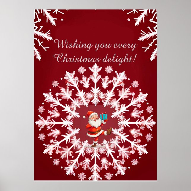 Elegant White Snowflake Design Poster (Front)