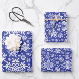 Elegant White Snowflake (Midnight) Wrapping Paper Sheet