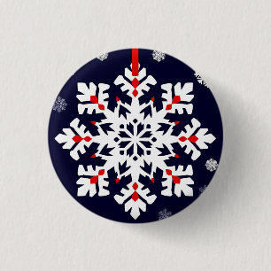 Elegant White Snowflake Ornament 1 Inch Round Button