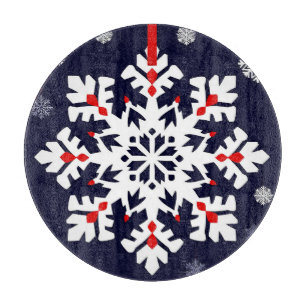 Elegant White Snowflake Ornament Cutting Board