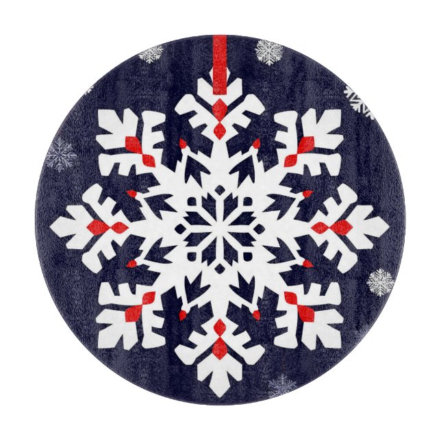 Elegant White Snowflake Ornament Cutting Board (Front)