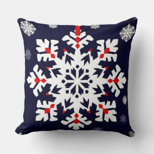 Elegant White Snowflake Ornament Throw Pillow