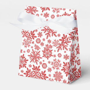 Elegant White Snowflake (White-Cranberry) Favor Box