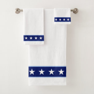 Elegant White Stars on White Bath Towel Set