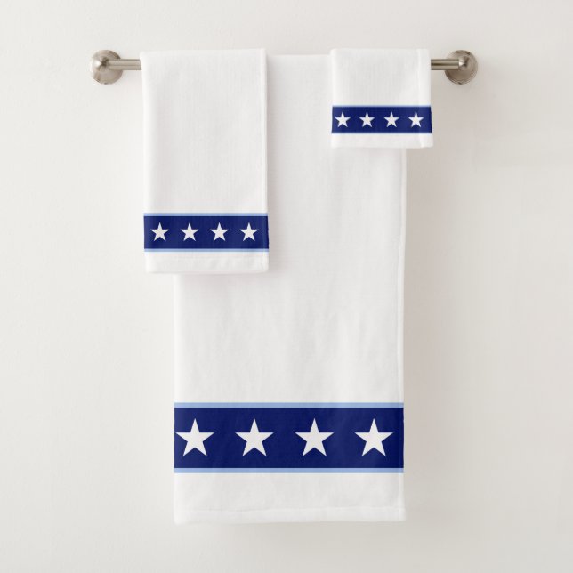 Elegant White Stars on White Bath Towel Set (Insitu)