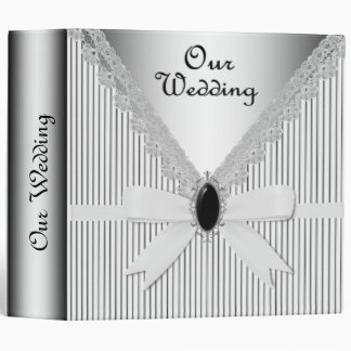 Elegant White Striped Wedding Album Binder
