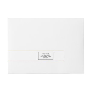 Elegant White Stripes Gold Foil Printed Wraparound Address Label