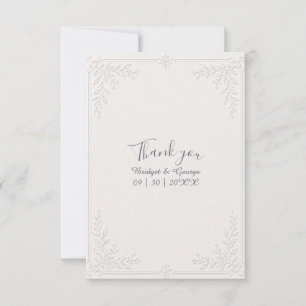 Elegant White stylish Damask Lace embossed Wedding Thank You Card
