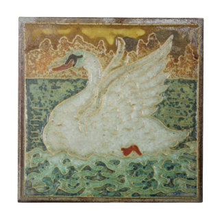 Elegant White Swan Birds on Lake Vintage Nature Tile