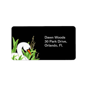 Elegant White Swan Label