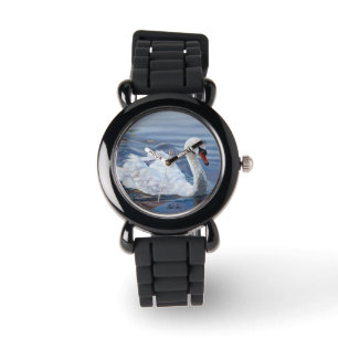 Elegant White Swan on Water Watch