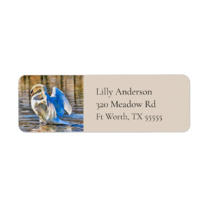 Elegant White Swan Watercolor Return Address Label
