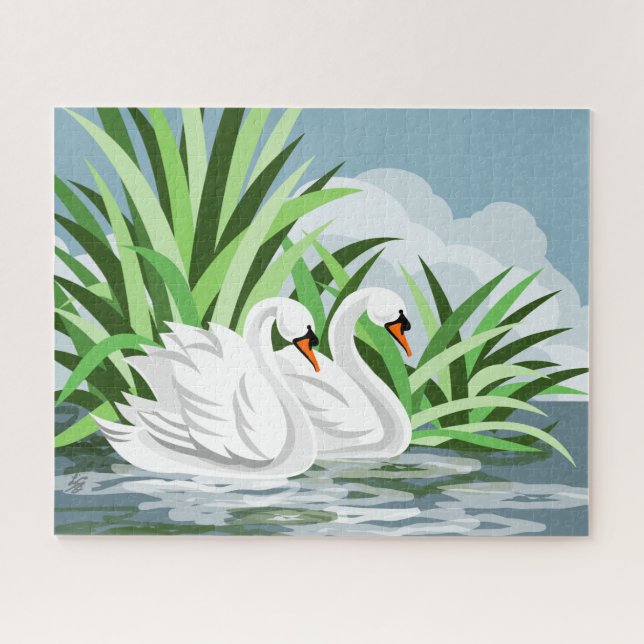 Elegant White Swans Jigsaw Puzzle (Horizontal)