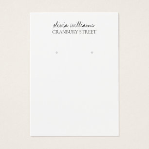 Elegant White Teal Minimal Earring Display Card
