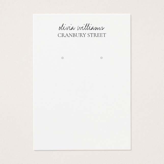 Elegant White Teal Minimal Earring Display Card  (Front)
