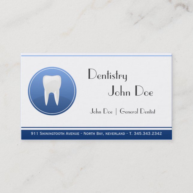 Elegant white teeth dentist dental business card (Front)