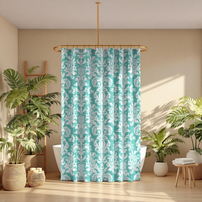 Elegant White & Turquoise Floral Damasks Pattern (Creator Uploaded)