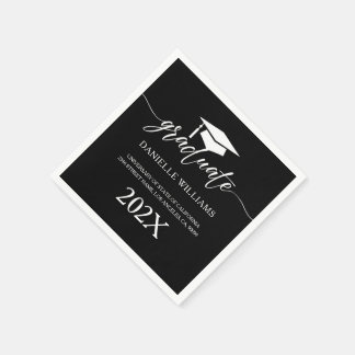 Elegant White Typography On a Black Background Napkin