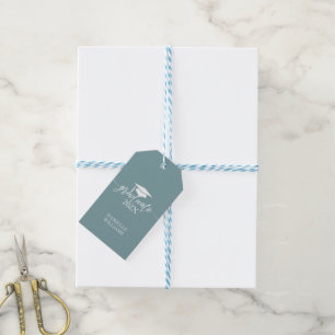 Elegant White Typography On Blue-Grey Background Gift Tags