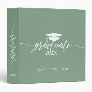Elegant White Typography On Sage Green Background Binder
