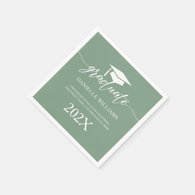 Elegant White Typography On Sage Green Background Napkin (Corner)